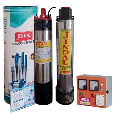 Jindal 1 Hp 10 Stage (V4) Single Phase Oil Cooled Borewell Submersible Pump With Control Panel
