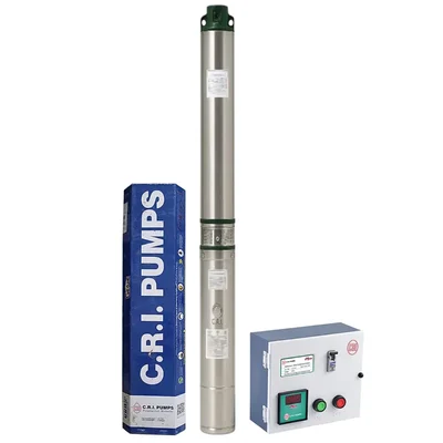 1Hp 9 Stage 4"(V4) 1Phase Oil Filled Submersible Pump With CP, 71m Head (ZUNO, CRI4R-3E/09) โ CRI