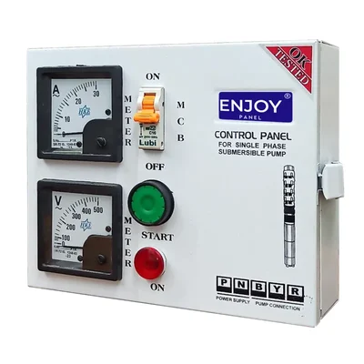 1 Hp Single Phase V4 MCB Heavy Control Panel, 50μF Running Capacitor, For Water Filled Submersible Pumps — ENJOY