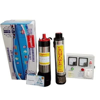 1 Hp 10 Stage Single Phase (V4) Oil Cooled Borewell Submersible Pump With Control Panel β CROMPOWER