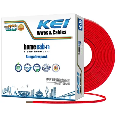 KEI Hoemecab 2.5 sqmm 1100V Housewire Fire Resistant 1Pc Flexible PVC Copper Electric Cable(Color-red)