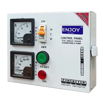 2 Hp Single Phase V4 MCB Control Panel, 36+36μF Running Capacitor, For Water Filled Submersible Pumps — ENJOY