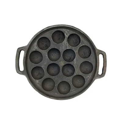 12 Inch 14 Pits Paniyaram Appam Cooking Pan Flat Back Multi Surface Compatibility Rough Finish — aarogyam