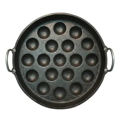 13 Inch 19 Pits Cast Iron Paniyaram Appam Cooking Pan Seasoned Rough Finish — aarogyam