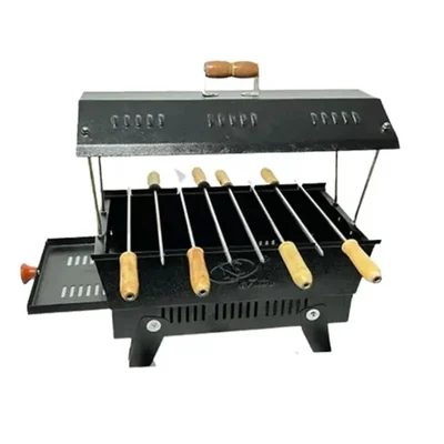 Portable 15 inch Hut Shape Charcoal Barbeque Grill with 8 Skewers โ NE GRILLS