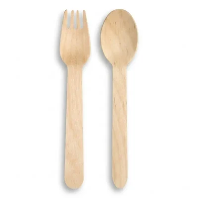160mm Eco Wooden Spoon Fork Combo 400 Pcs Disposable Party Cutlery for indoor and outdoor use