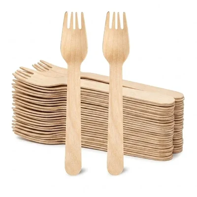 160mm Biodegradable Wooden Fork Set for Dining & Events, Compostable Eco Cutlery 400 Pcs