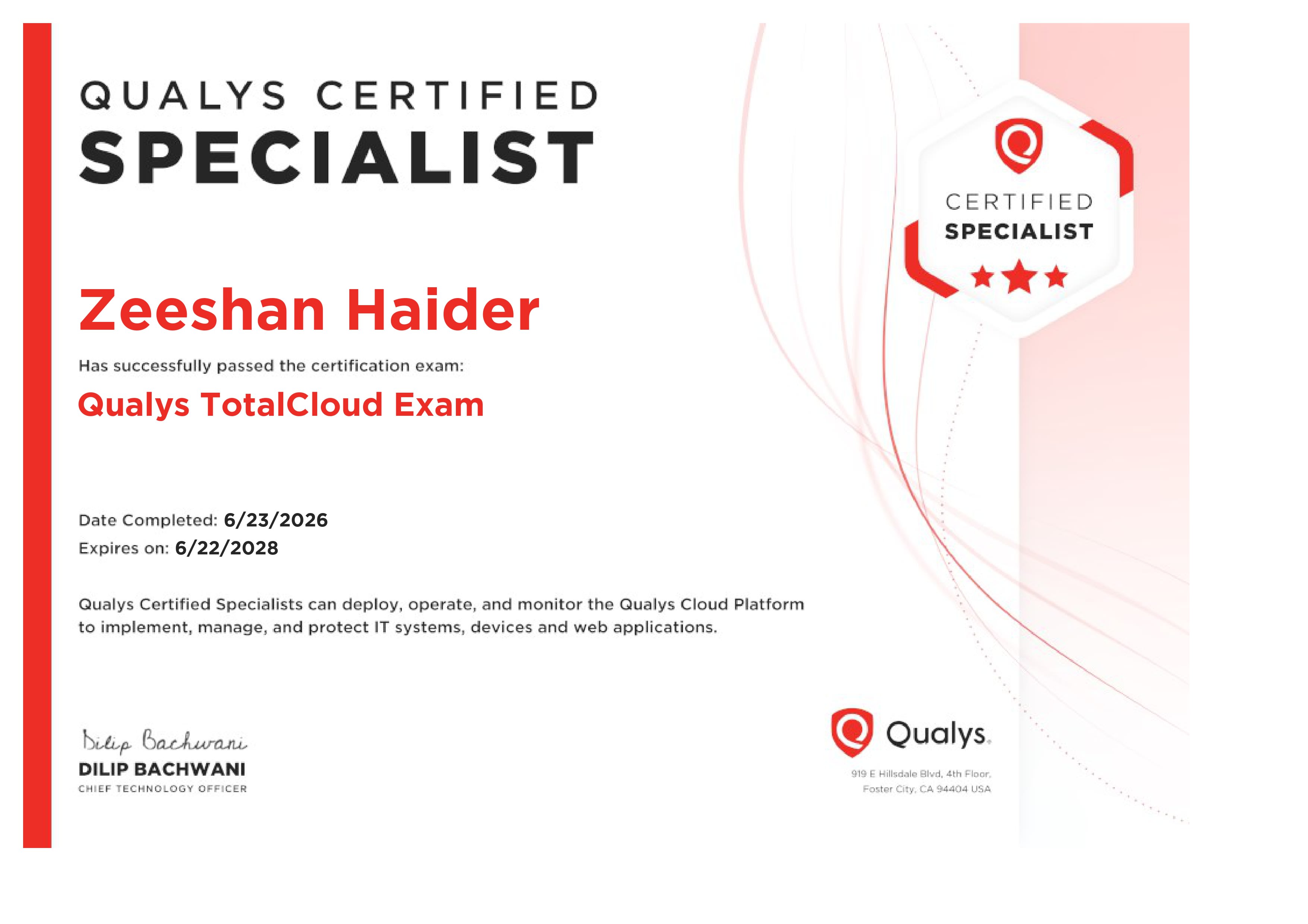 Qualys Total Cloud Diploma