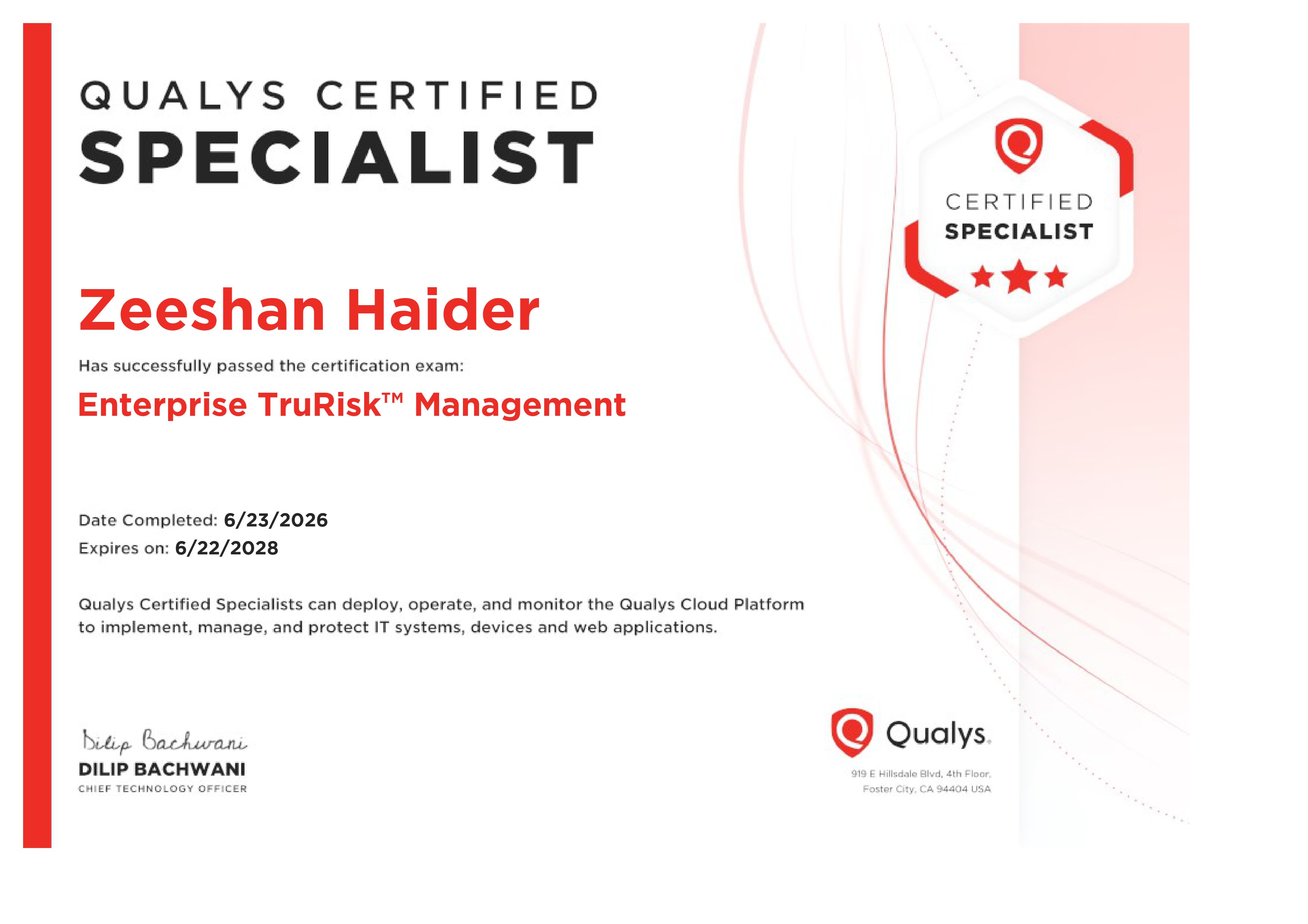 TruRisk Management (ETM) Exam Diploma