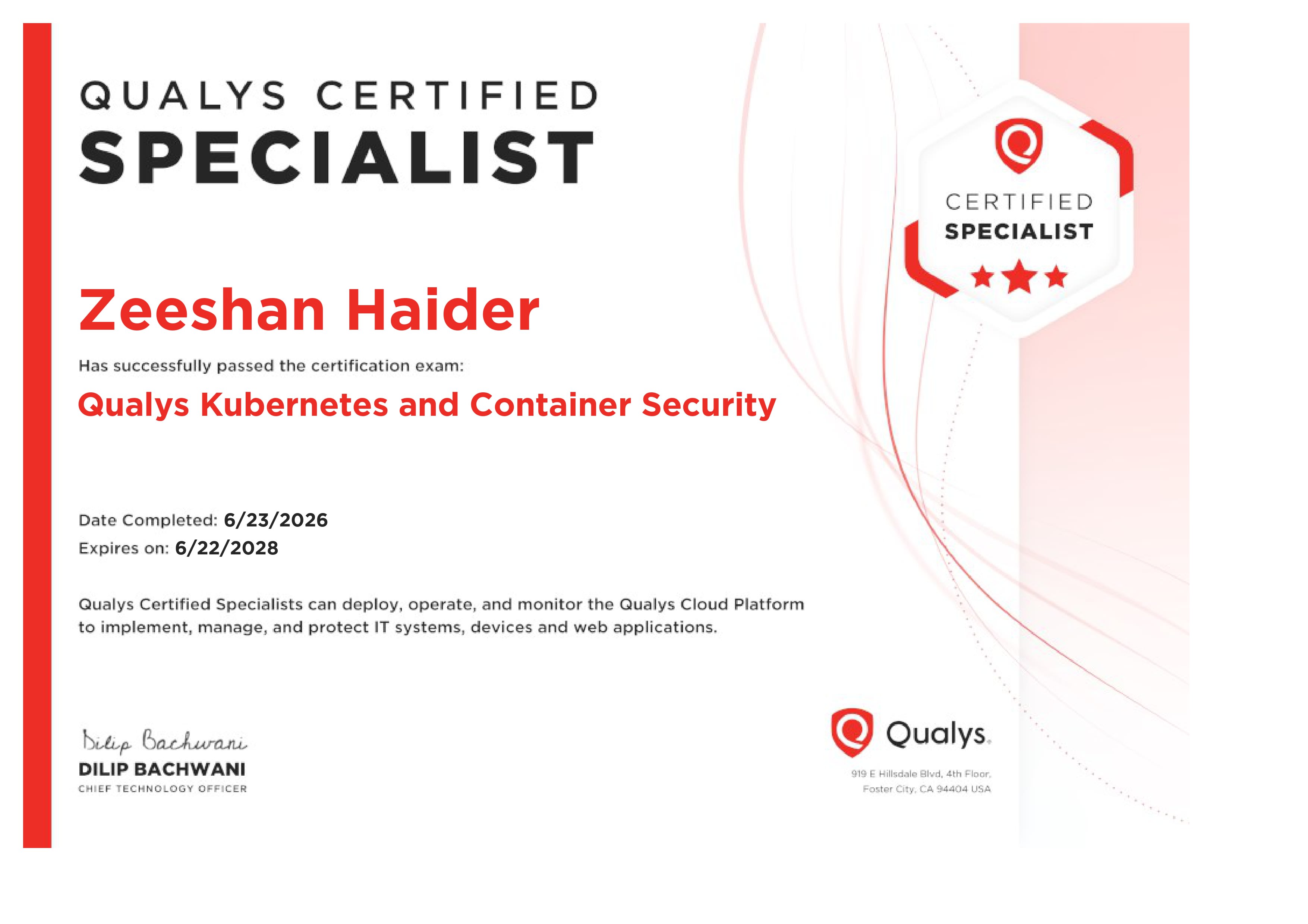 Qualys Kubernetes & Container Security (KCS) Diploma