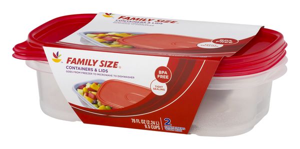 Food Lion Large Rectangle Containers with Lids 9.5 Cup