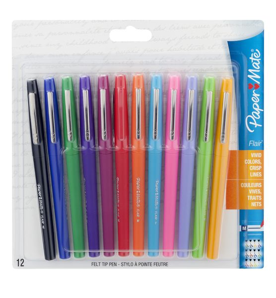 Paper Mate Flair Felt Tip Pens - Bold Pen Point - Assorted - 12 /