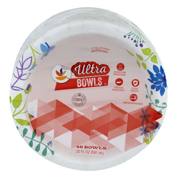 Big Lots Breezy Blossoms Print Paper Bowls, 24 Count, 20 Oz.