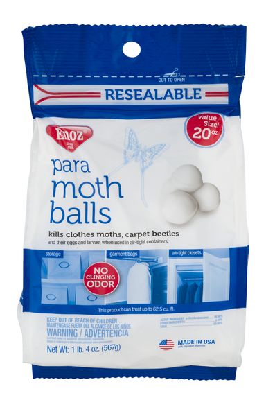 Enoz Moth Balls 4oz, 6-packages with No Clinging Odor- Protects Against Clothes Moths, Carpet Beetles, and Their Eggs and Larvae, Moth Killer Use for