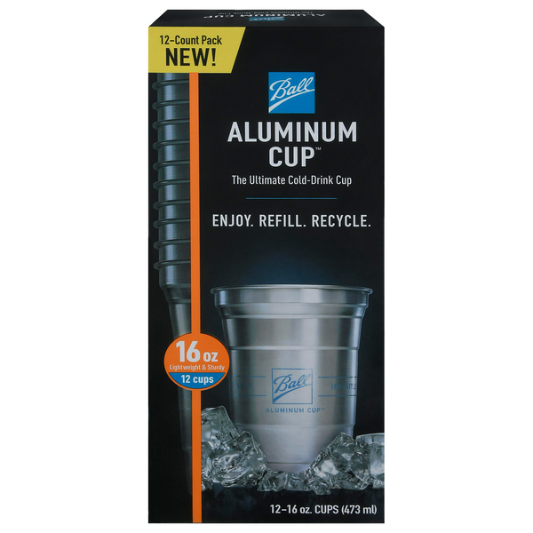 Ball Aluminum Cup, Disposable Recyclable Cold-Drink Cups, 16 oz. Cups, 24  Count