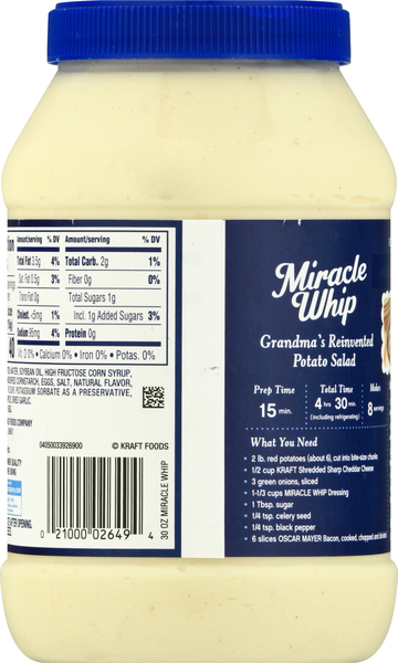 Miracle Whip Dressing with Olive Oil, 30 fl oz Jar