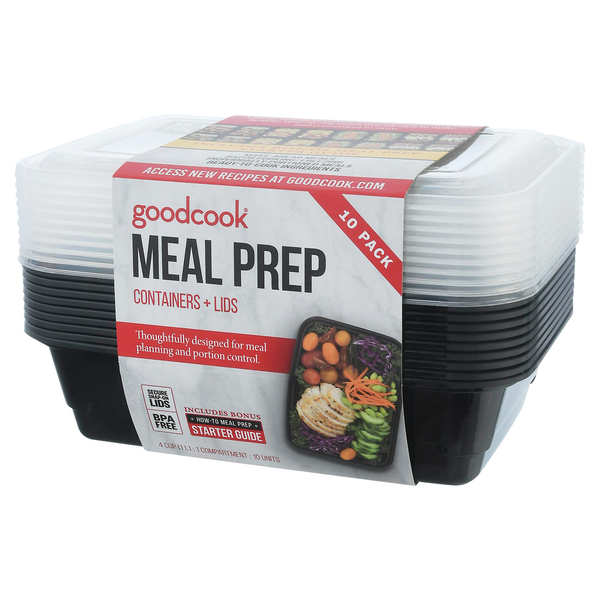 Good Cook Meal Prep, 2 Compartment BPA Free,  Microwavable/Dishwasher/Freezer Safe, 10 ct