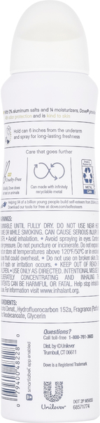 Dove 0% Aluminum Travel Size Deodorant Spray Cucumber & Green Tea