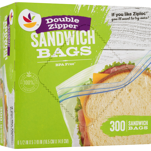 Essential Everyday Sandwich Bags, Double Zipper, Extra Large