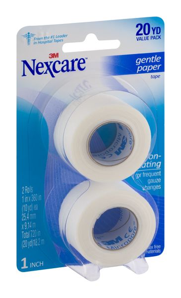 Nexcare Gentle Paper Tape 1 Inch 20 YD - 2 ct pkg