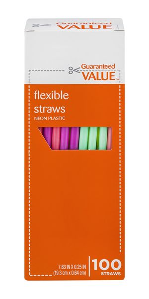 Jacent Individually Wrapped Plastic Neon Flex Drinking Straws: 100 per Pack, Great for Workplaces, Restaurants, Parties, Home Use (1 Pack)