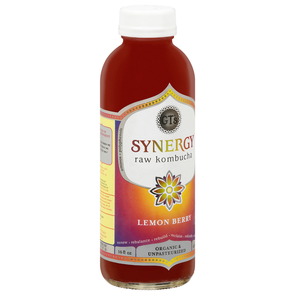 GT's Synergy Raw Kombucha Lemon Berry Organic - 16 oz btl