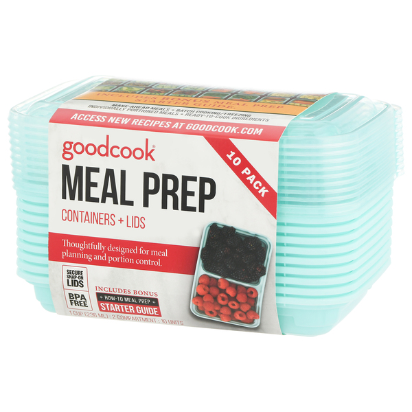 Goodcook Meal Prep 2 Compartment Large Rectangle Dark Teal Containers +  Lids - 10ct : Target