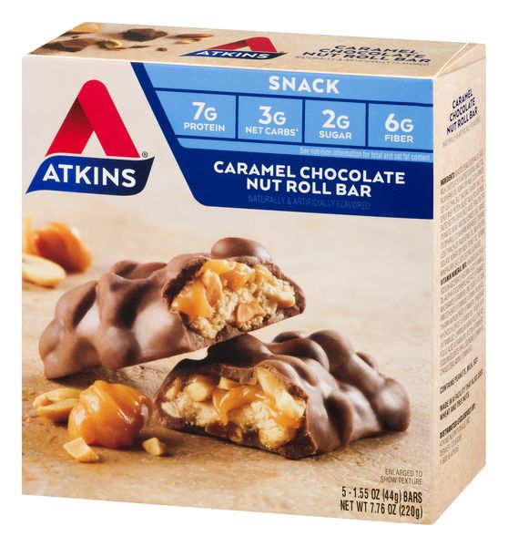 Atkins Snack Bars Caramel Chocolate Nut Roll 5 Ct