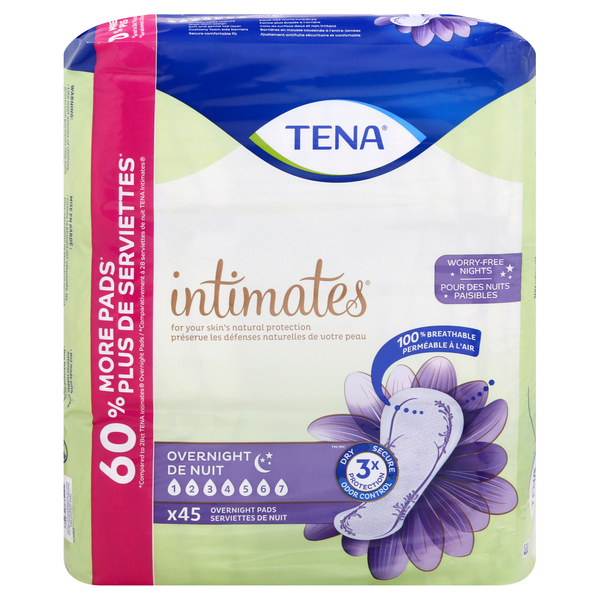 Tena Intimates Overnight Incontinence Pads - 45 ct pkg