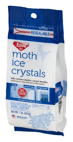 Enoz Moth Ice Crystals, Moth Killer for Clothes Moths and Carpet Beetles,  Resealable, 16 oz, 4 Ct