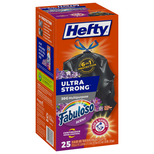 Hefty Ultra Strong Tall Kitchen Trash Bags, Unscented, (Pack of 18