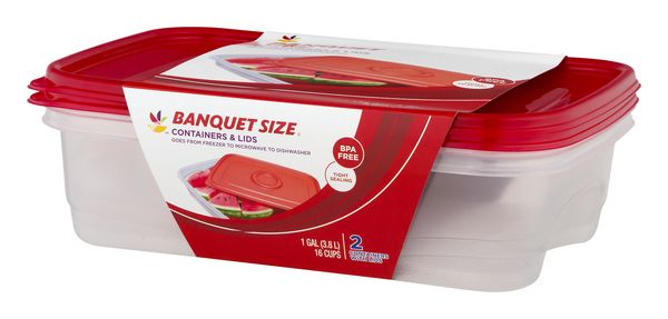 Save on Our Brand Banquet Size Containers & Lids 1 Gallon Order