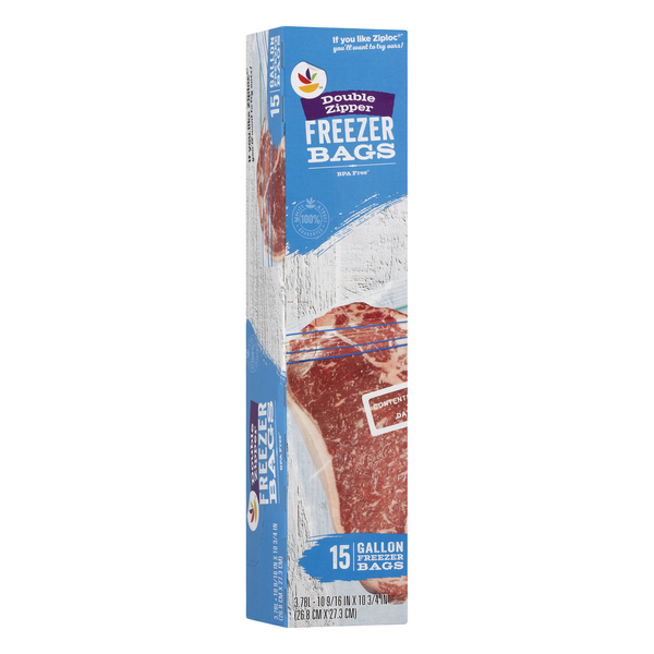 Giant Reclosable with Double Zipper Gallon Freezer Bags - 15 ct box