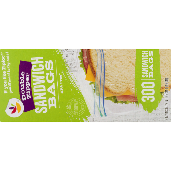 Progress Double Zipper Sandwich Storage bags - 300 count, Sandwich