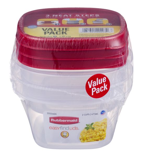 Rubbermaid EasyFindLids Containers + Lids, Value Pack - 6 pieces