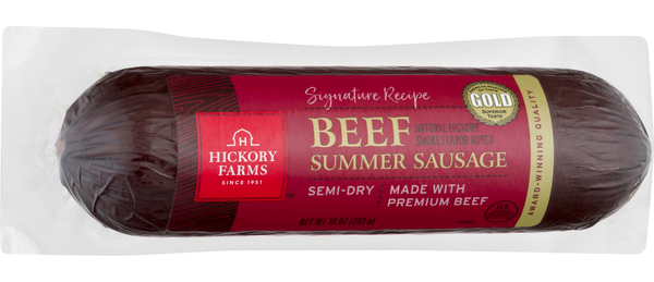 Hickory Farms Farmhouse Recipe Summer Sausage, Semi-Dry, Hardwood Smoked - 10 oz