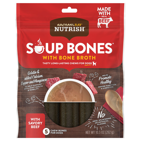 RACHAEL RAY NUTRISH Soup Bones Minis Chicken & Veggies Flavor Dog Chew  Treats, 4.2-oz bag, bundle of 3 