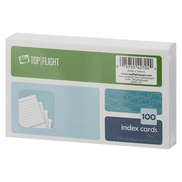 Oxford Index Cards, 3 x 5, Ruled, 100/pkg - ESS40153SP, Tops Products