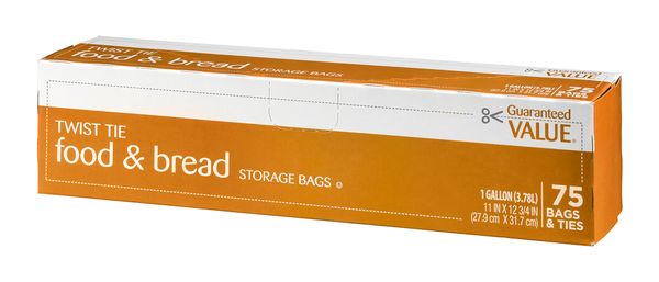 Essential Everyday Storage Bags, Twist & Tie, Food & Bread, Gallon, Plastic Bags