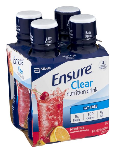 Ensure Clear Nutrition Drink, Mixed Fruit, 10 fl oz, 4 Count