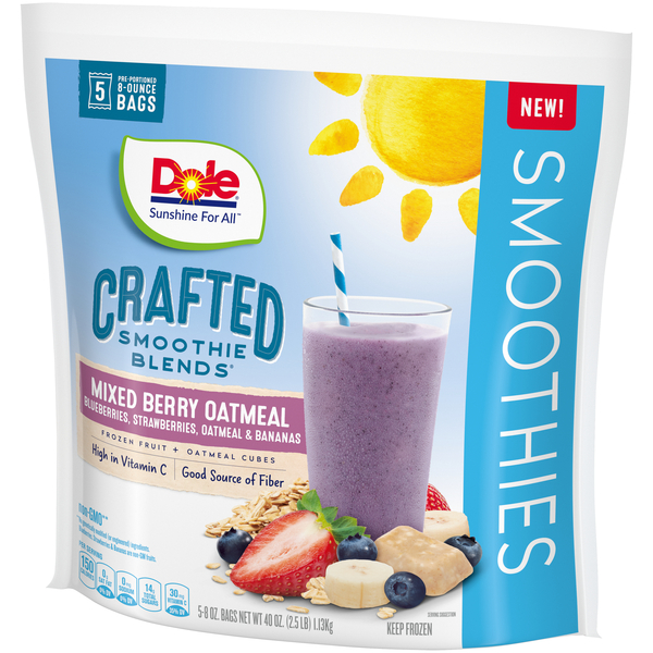 Dole Crafted Smoothie Blends Mixed Berry Oatmeal - 5 ct - 40 oz pkg |  MARTIN'S