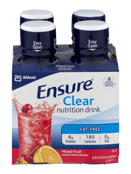 Ensure Clear Nutrition Drink Bottles Mixed Fruit, 10 Fl Oz (Pack of 4)