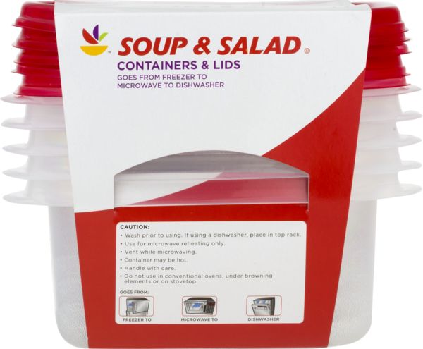 Giant Soup & Salad Containers & Lids 3 Cup - 5 ct pkg