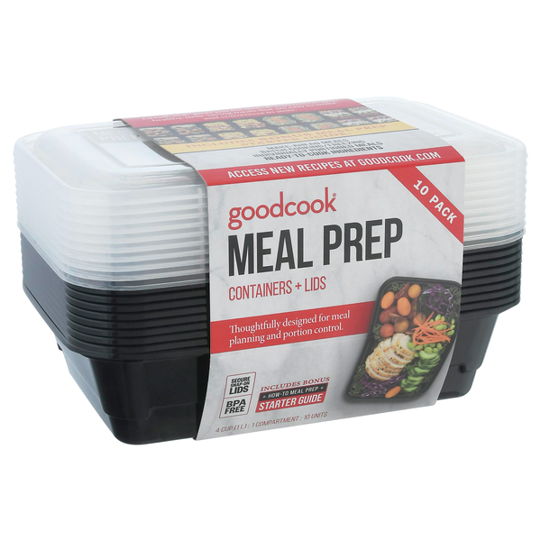 Mainstays 3-Compartment 1L Round Meal Prep Food Storage Container, 5 Pack