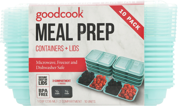 Goodcook Meal Prep 2 Compartment Large Rectangle Dark Teal Containers +  Lids - 10ct : Target