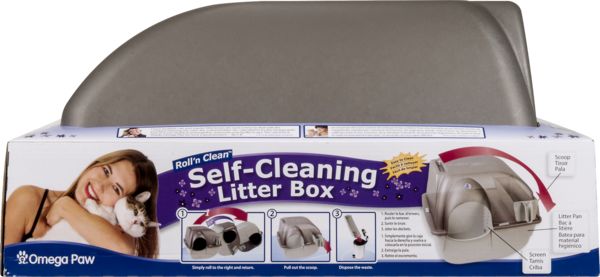 Omega Paw Roll 'n Clean Self Cleaning Litter Box, Brown, Large