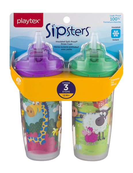 Playtex Sipsters Spill-Proof Kids Straw Cups, Stage 3 2 PK - CTC Health