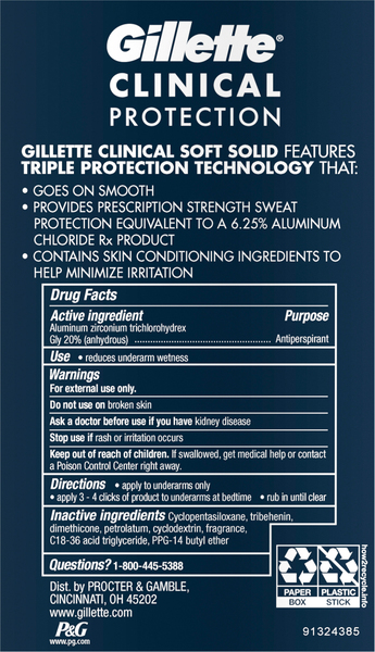 Gillette Antiperspirant Deodorant for Men, Clinical Soft Solid, Ultimate  Fresh, 72 Hr. Sweat Protection, 1.7 oz, Pack of 3 1.7 Ounce (Pack of 3)