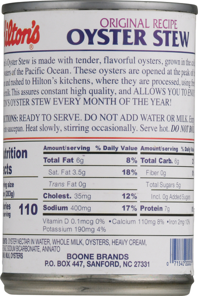 Hilton's Oyster Stew made with Fresh Whole Milk - 6 / 10 oz cans