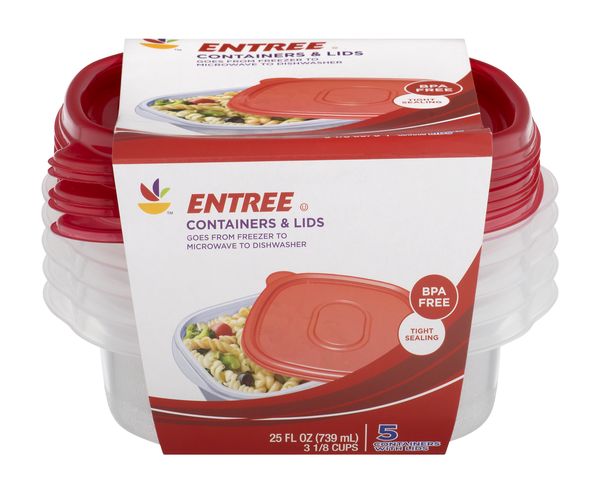 Giant Soup & Salad Containers & Lids 3 Cup - 5 ct pkg